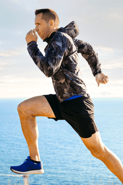 Man running with wind jacket