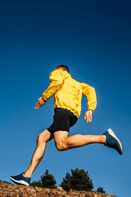 runnin with yellow jacket