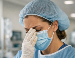 common PPE mistakes in healthcare touching face with contaminated gloves