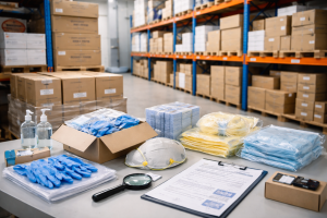 PPE supplier quality inspection of masks, gloves, and medical gowns